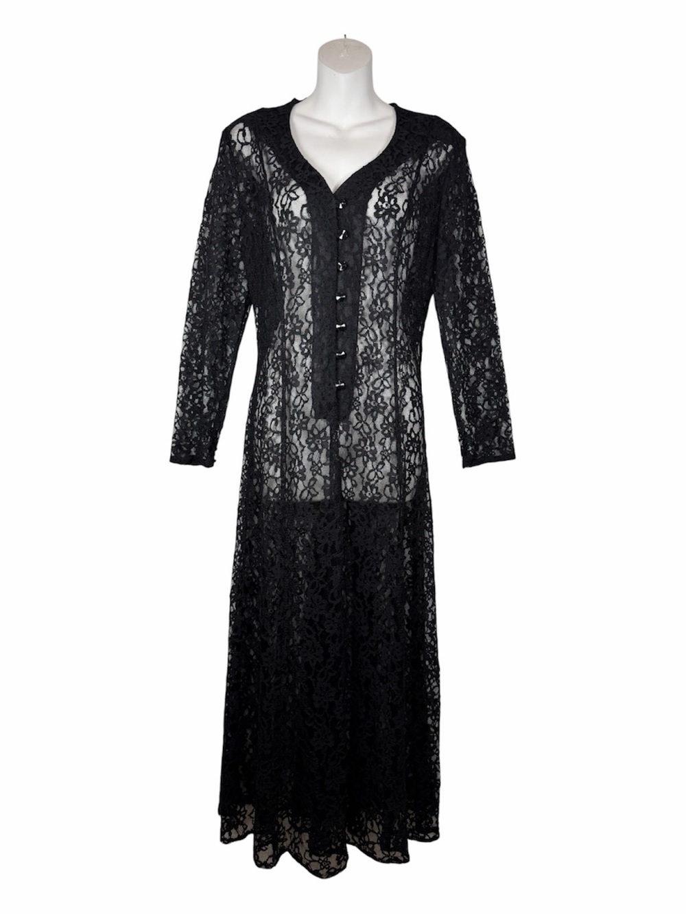 Black Lace Maxi Dress Whimsigoth M Vintage Jessica Howard Witchy Halloween Goth